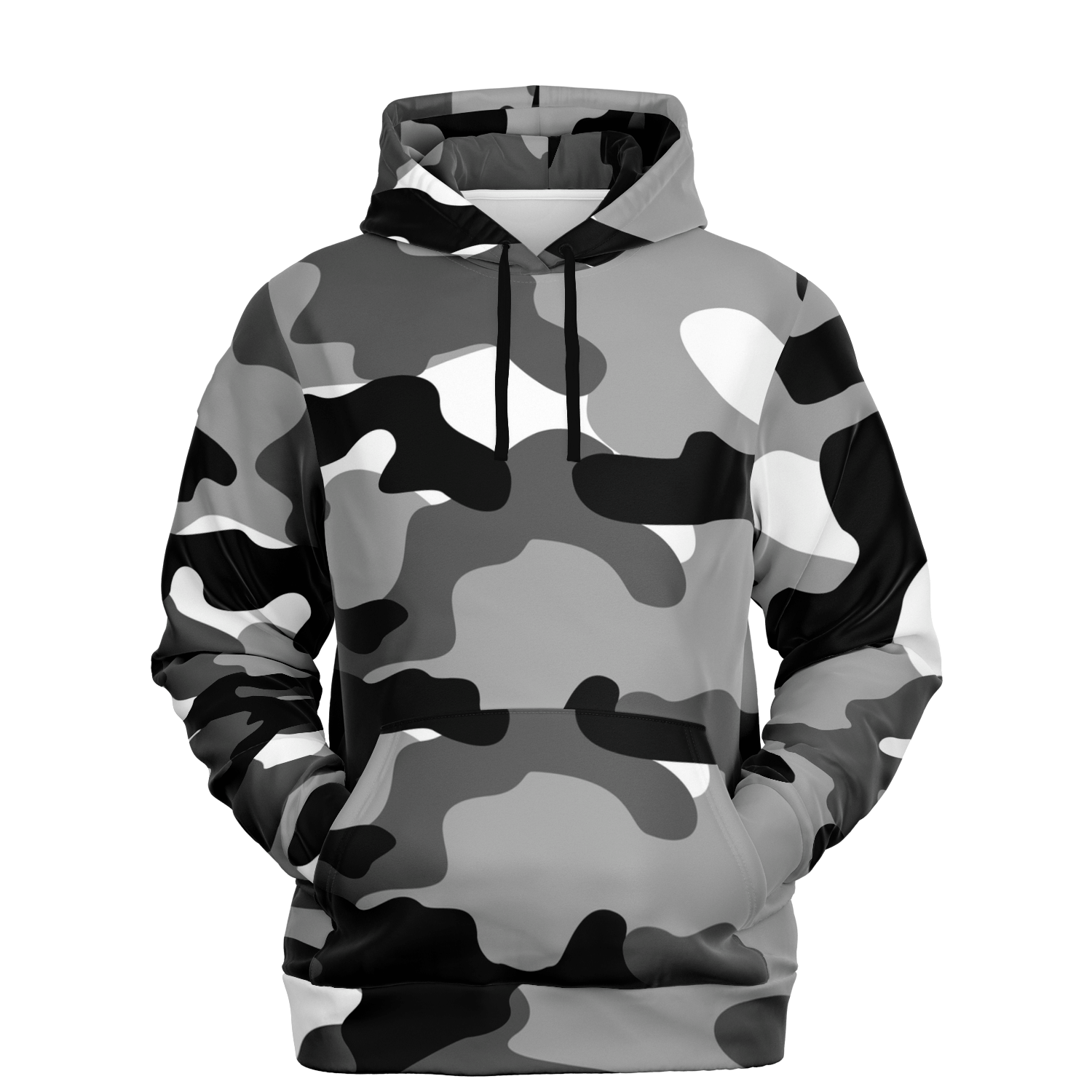 Camo Hoodie Black White Gray Camouflage Pullover