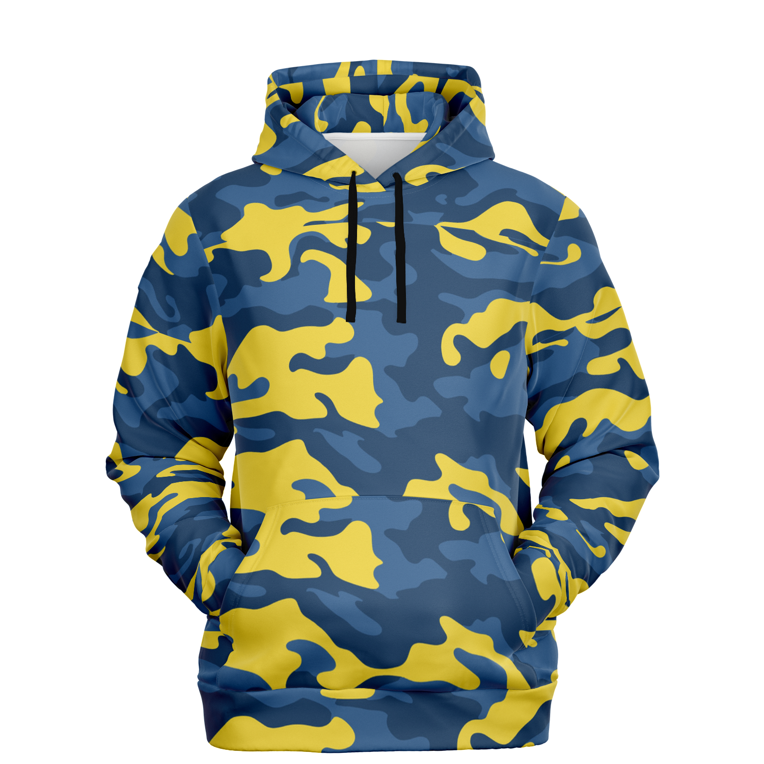 Blue and Yellow Camo Hoodie Modern Army Inspired Pattern
