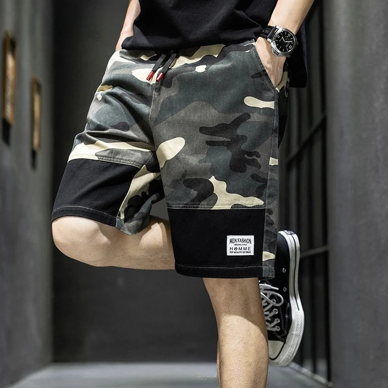 Men s Camouflage Cargo Shorts Oversize Black Style
