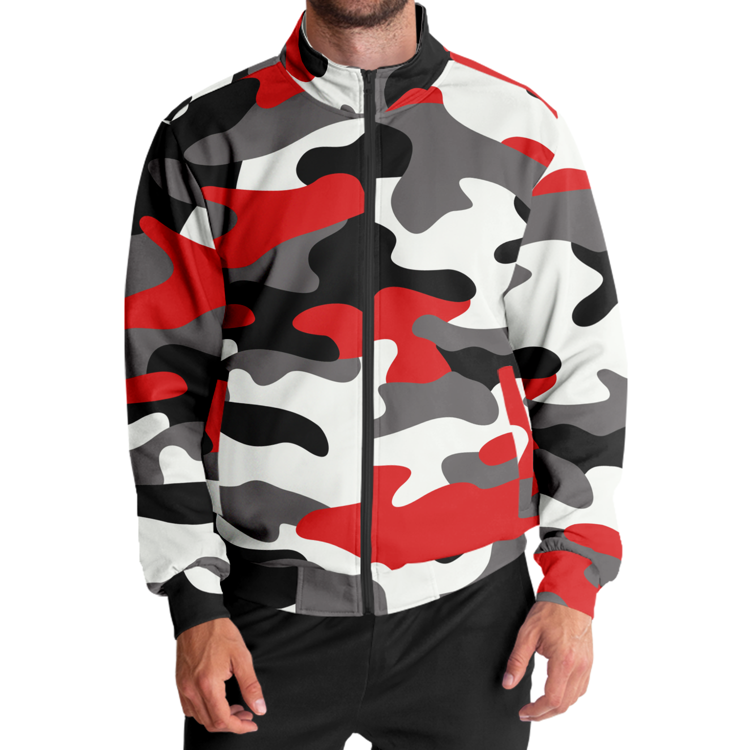 Camo Track Jacket Red Black and White Camouflage