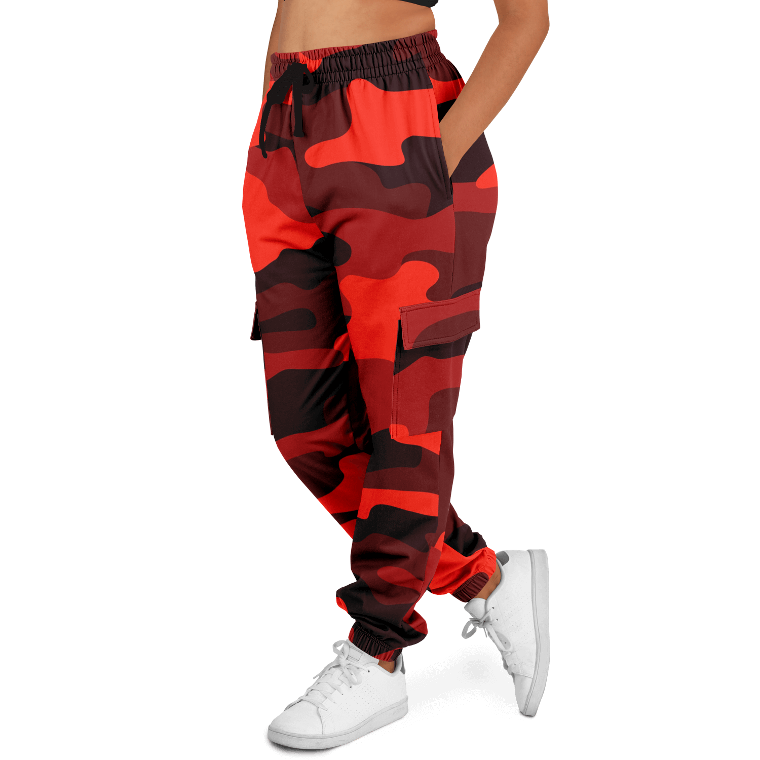 Camo Cargo Pants Unisex Red Black