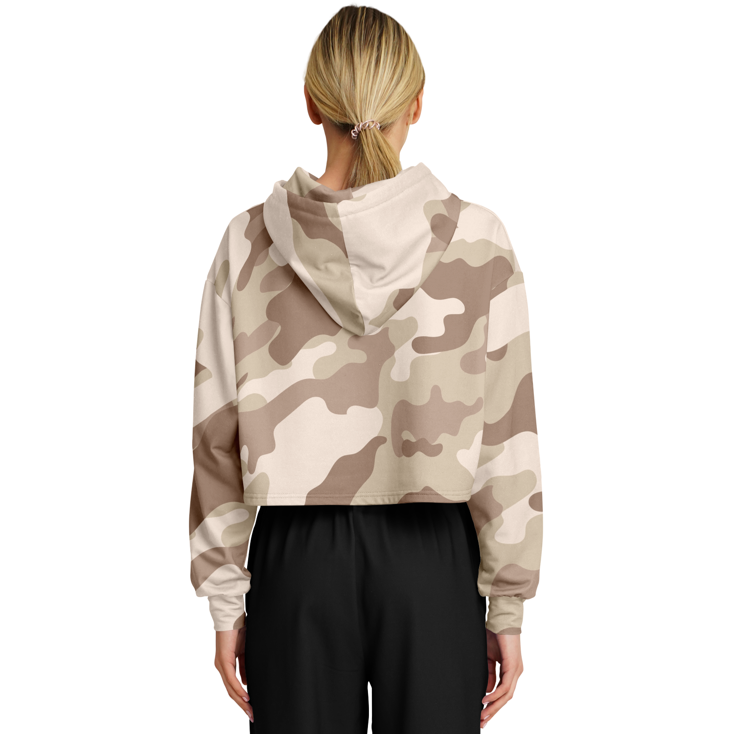 Cropped Hoodie For Women | Brown Desert Camouflage Camo Colors