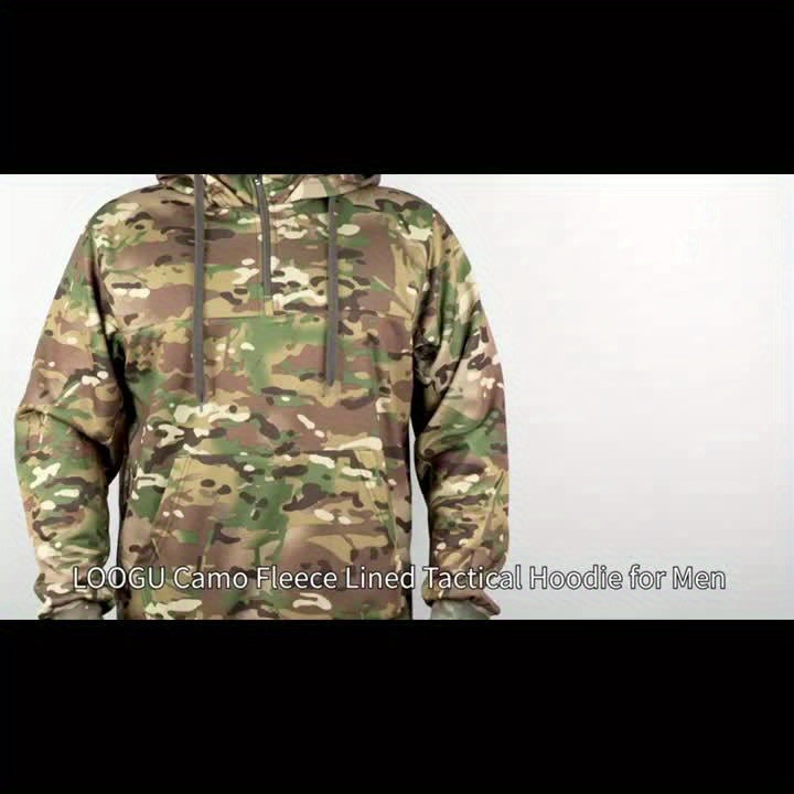 Men's Camo Hoodie - Wool-Lined, Thermal Pullover for Hunting & Fishing Camo Colors