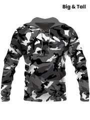Plus Size Casual Camouflage Hoodie Sweatshirt with Pocket Camo Colors