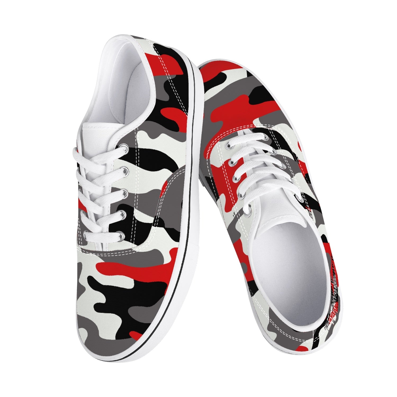 Camo Skate Shoes | Red, Black, and White Camouflage Camo Colors