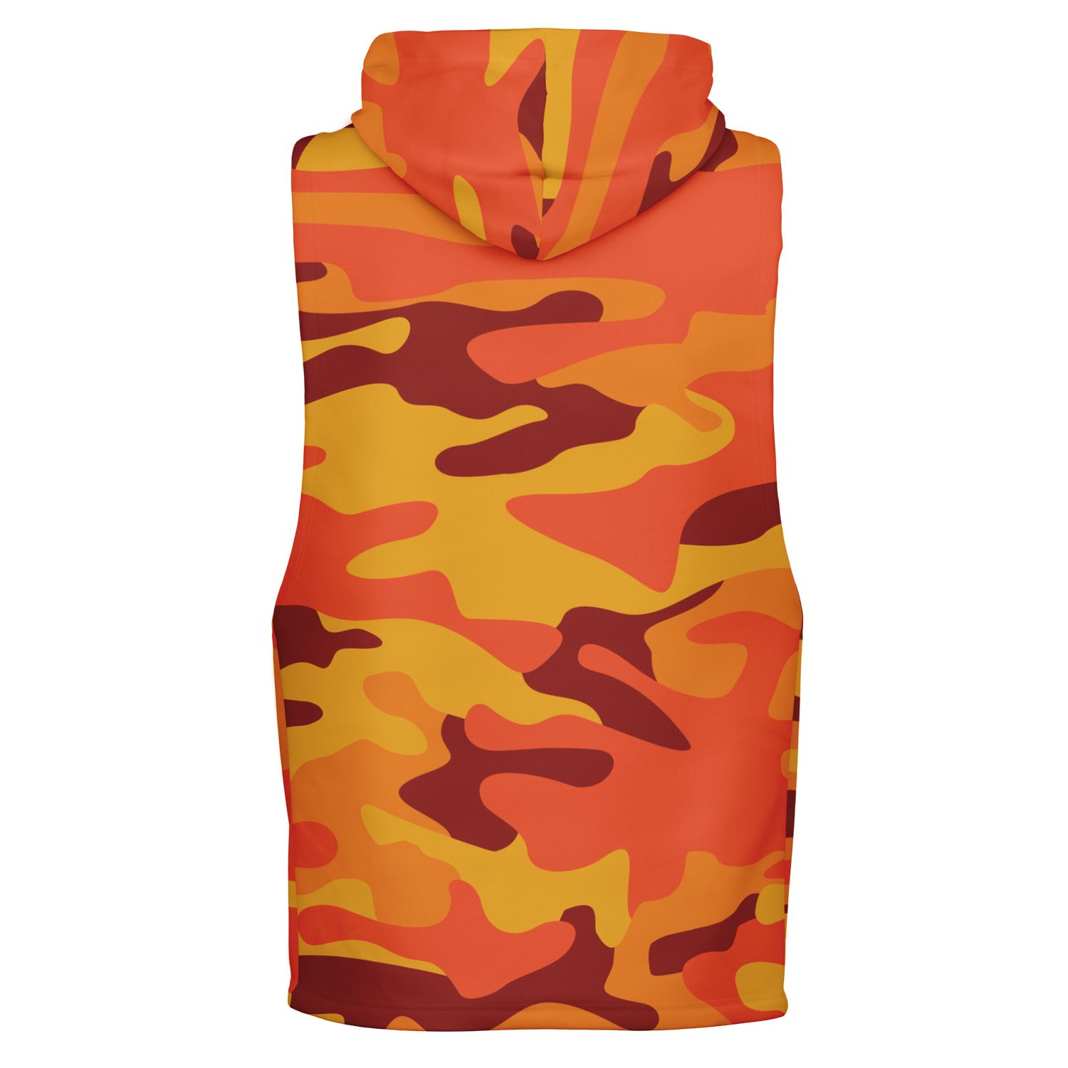 Sleeveless Hoodie | Orange & Red Camouflage Camo Colors