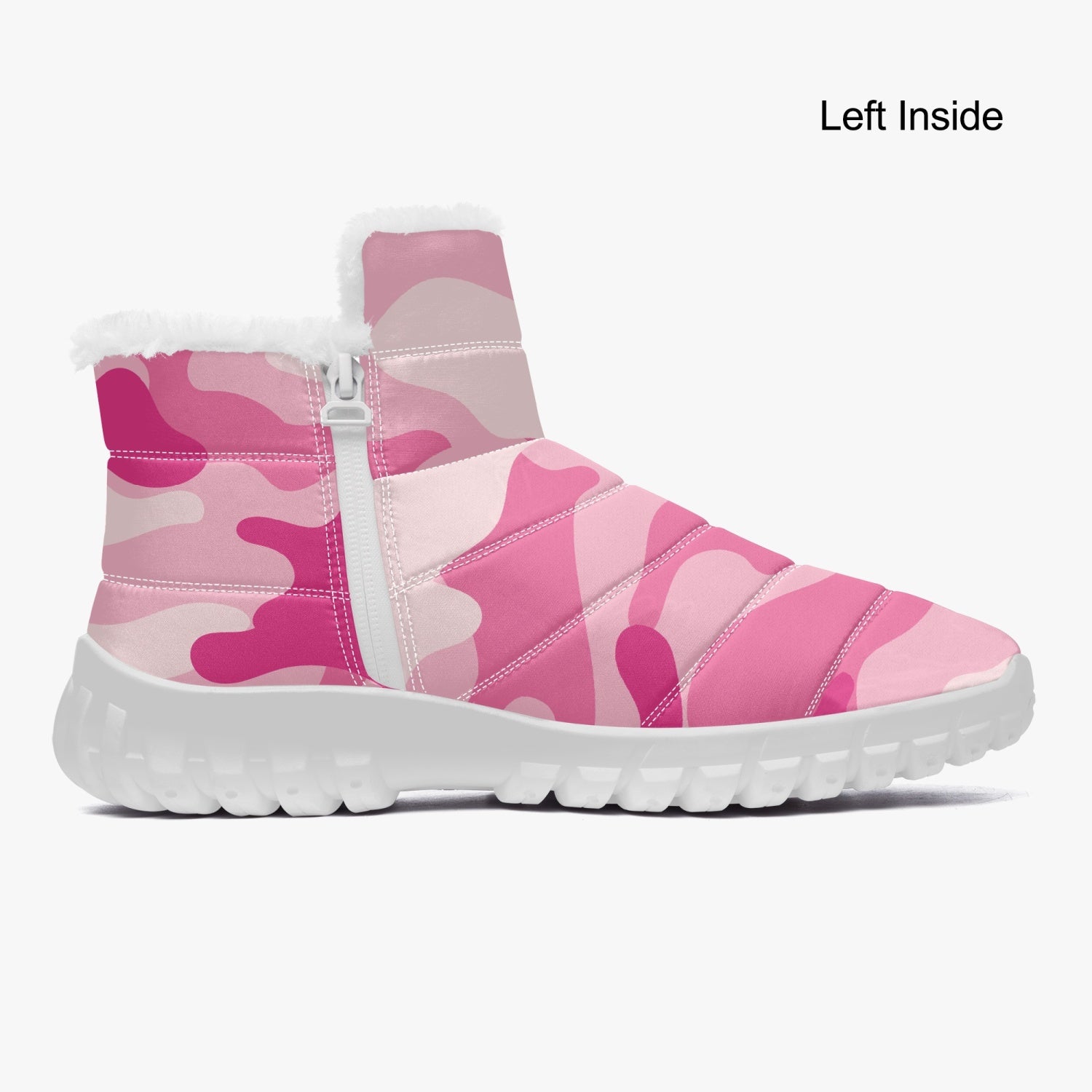Camo Boots | Cotton-pad Fur Zipper Up | Lavender Pink Camo Colors
