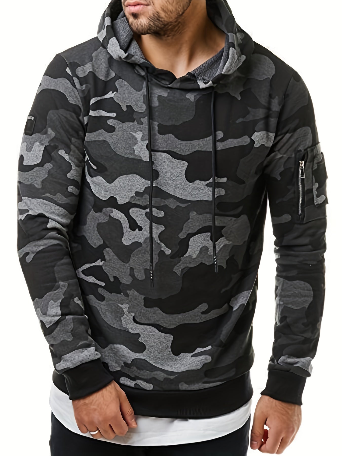 Men's Camouflage Hooded Sweater | Green or Grey | Camo Colors