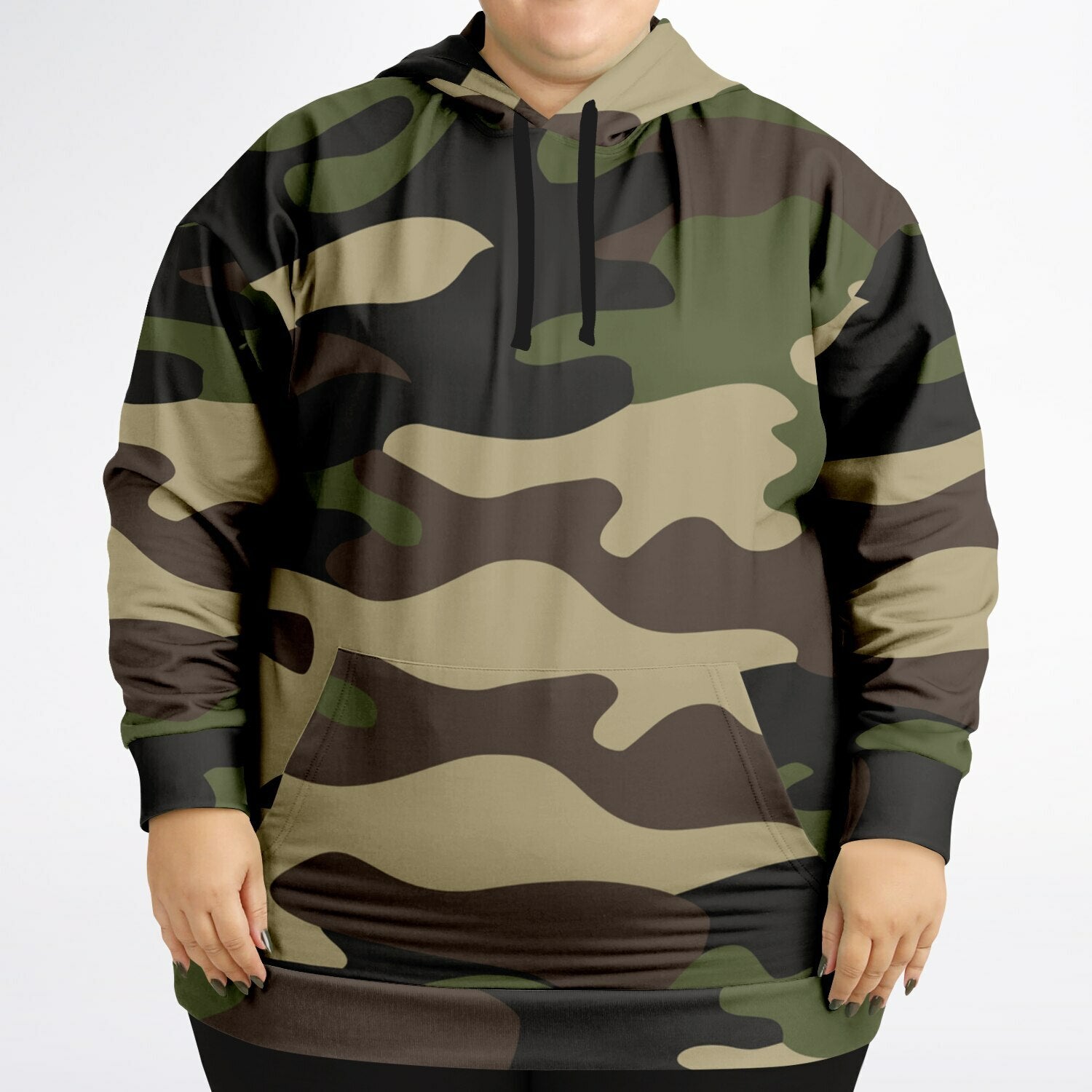 Plus-size Camo Hoodie in Classic Green Camouflage Print | Camo Colors