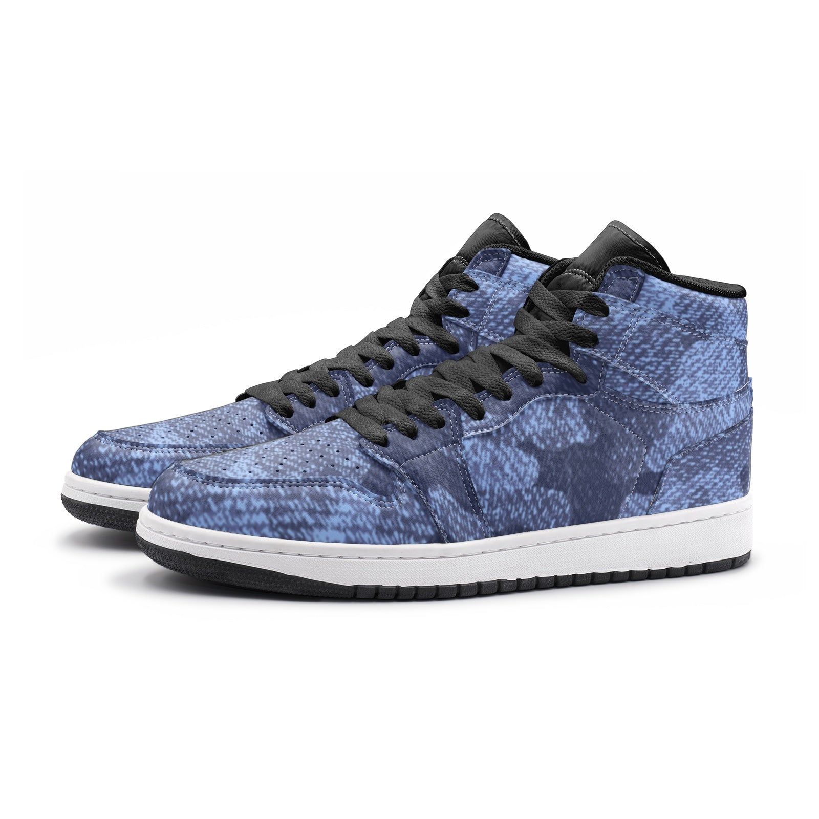 Camo Sneakers AJ 1 | High-Top | Denim Blue Camouflage Camo Colors