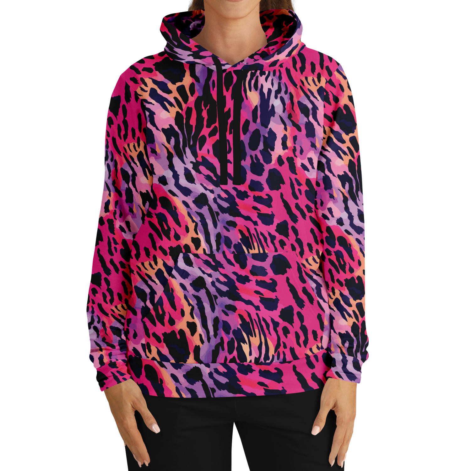 Leopard Hoodie | Deep Cerise Pink & Purple Camo Colors