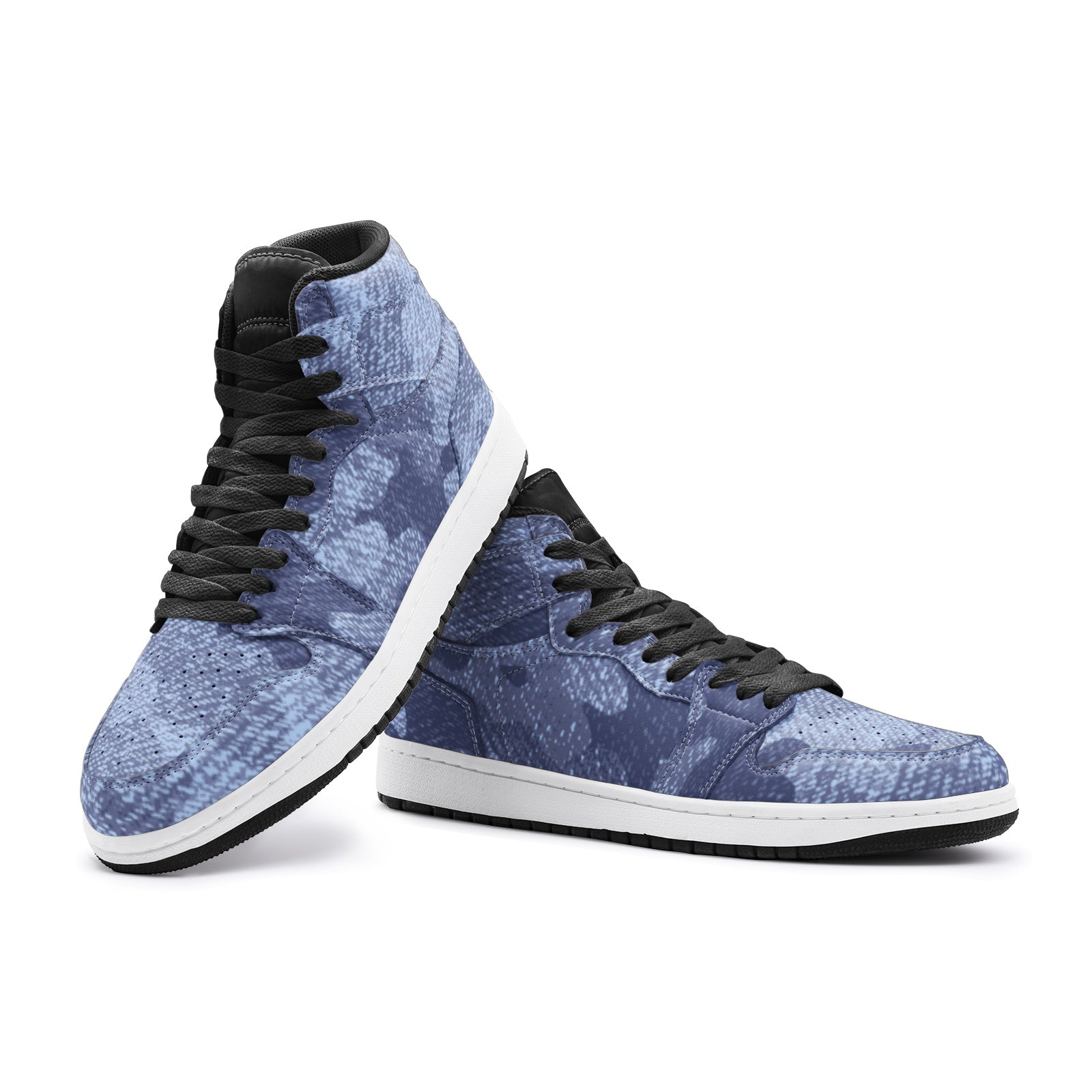Camo Sneakers AJ 1 | High-Top | Denim Blue Camouflage Camo Colors