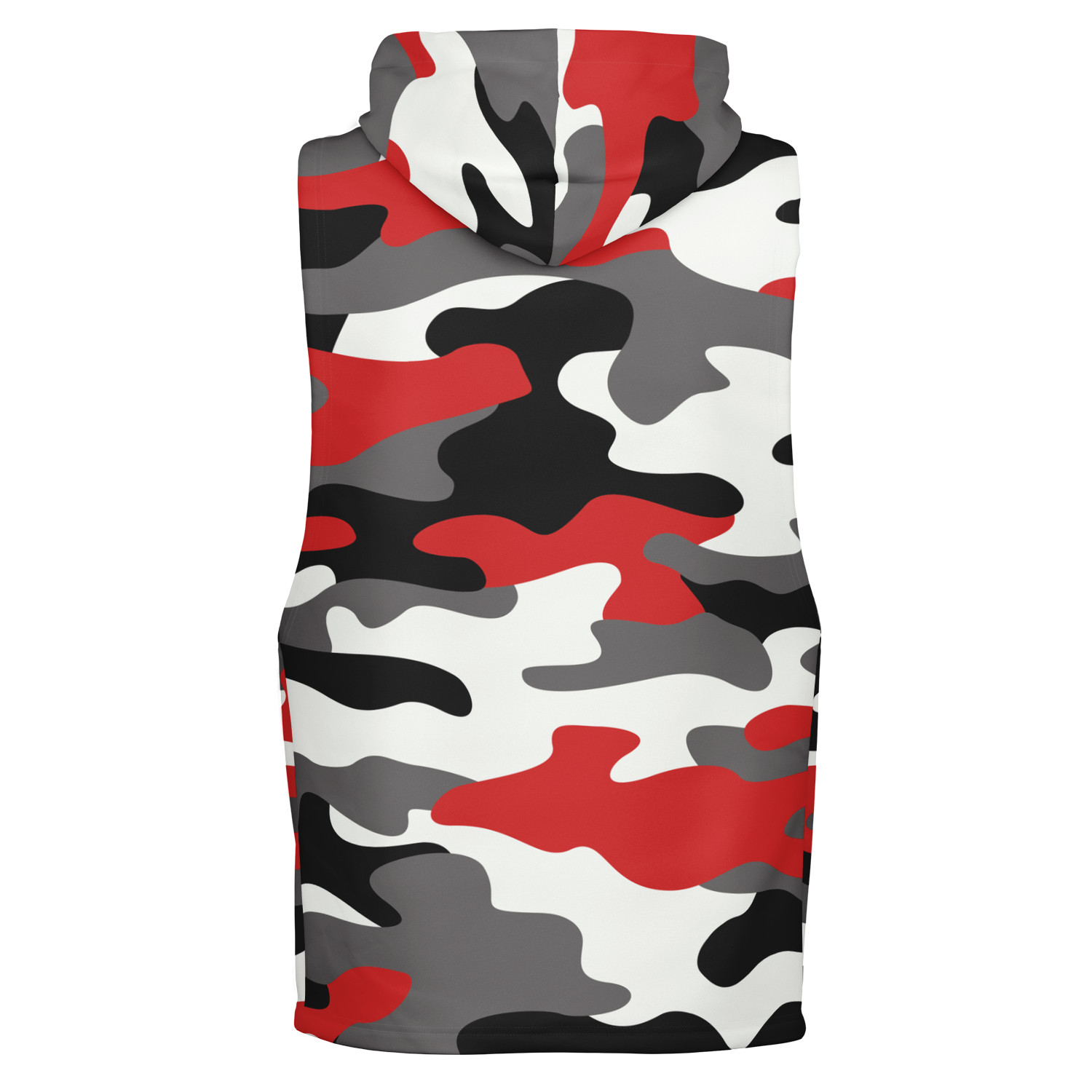 Sleeveless Hoodie |Red, Black, and White Camouflage Camo Colors