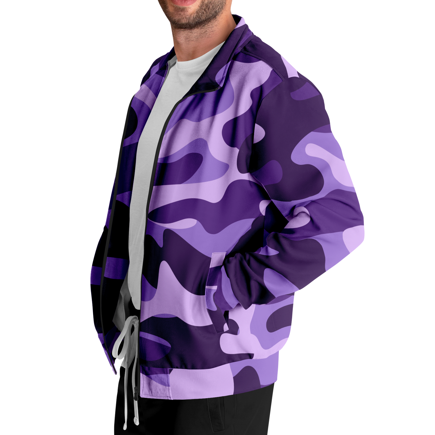 Camo Track Jacket | Purple, Blue and Mauve Camouflage Camo Colors
