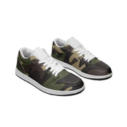 Camo Low Top Leather Sneakers | Classic Green Camo Colors