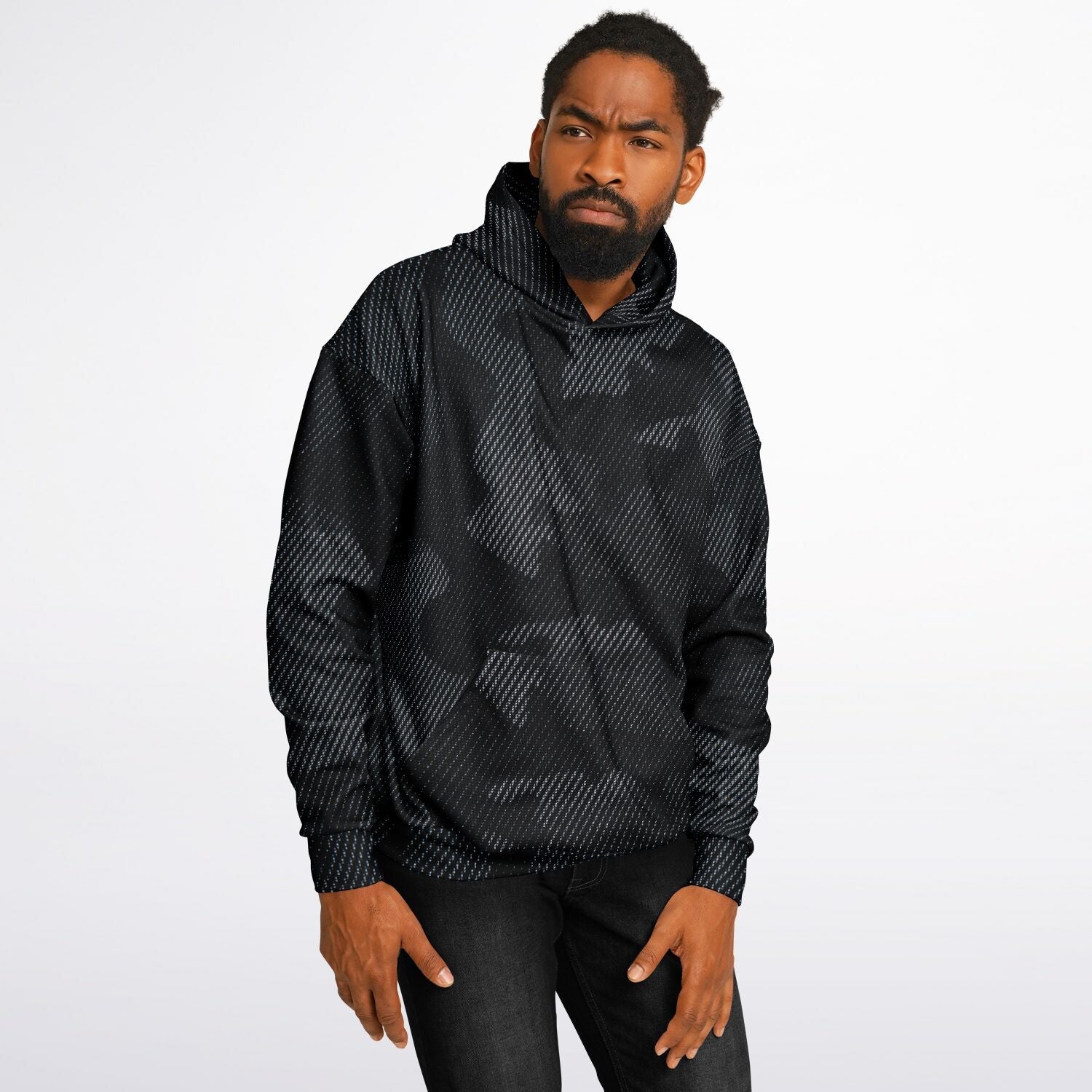 Black Oversized Hoodie | Camouflage Uniform Cloth Pattern | Camo Colors