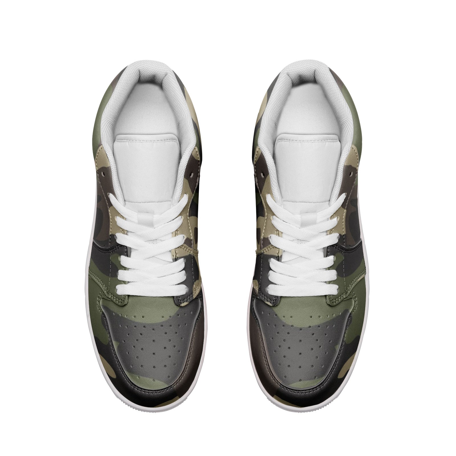 Camo Low Top Leather Sneakers | Classic Green Camo Colors