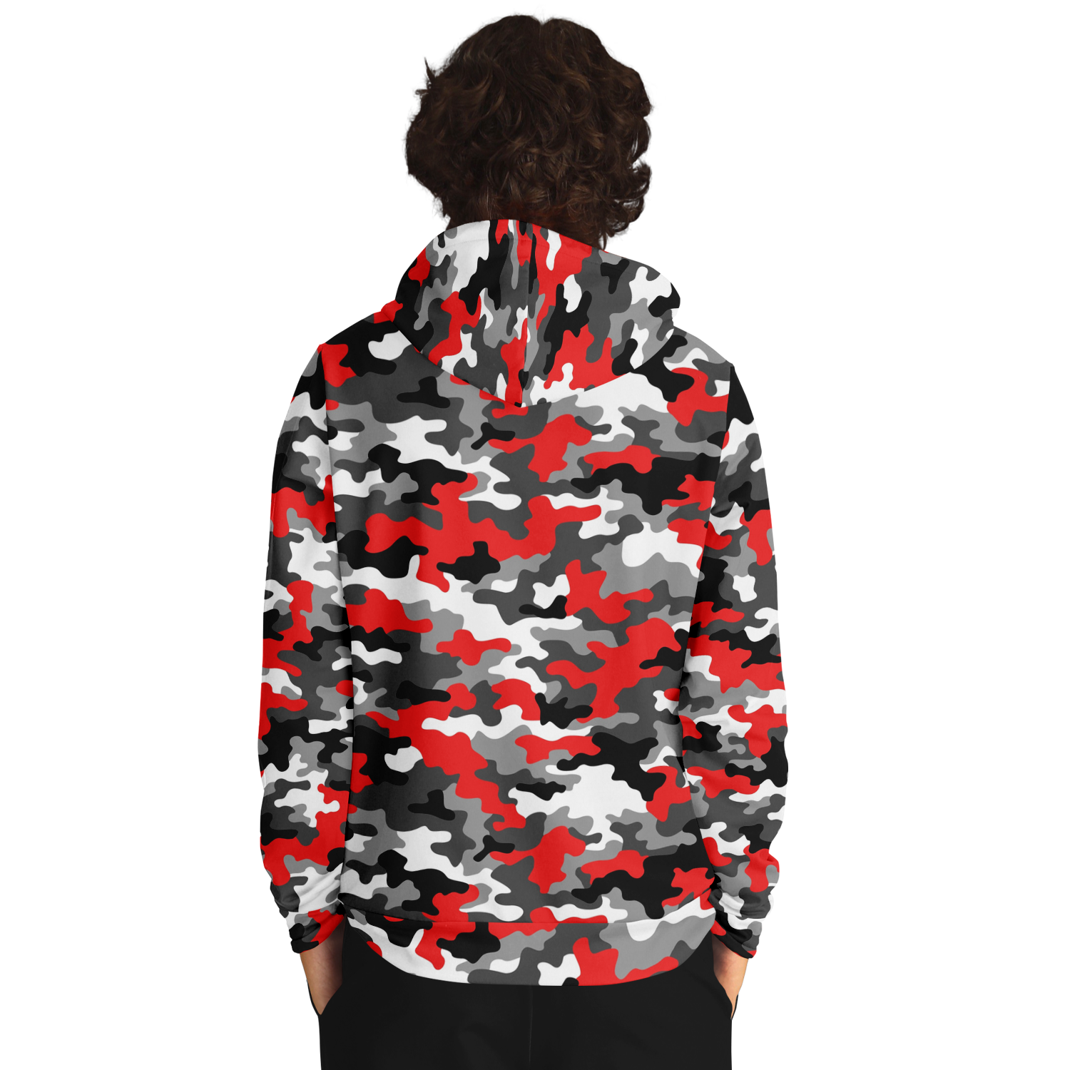Red Camo Hoodie Mixed Gray Black White Camo