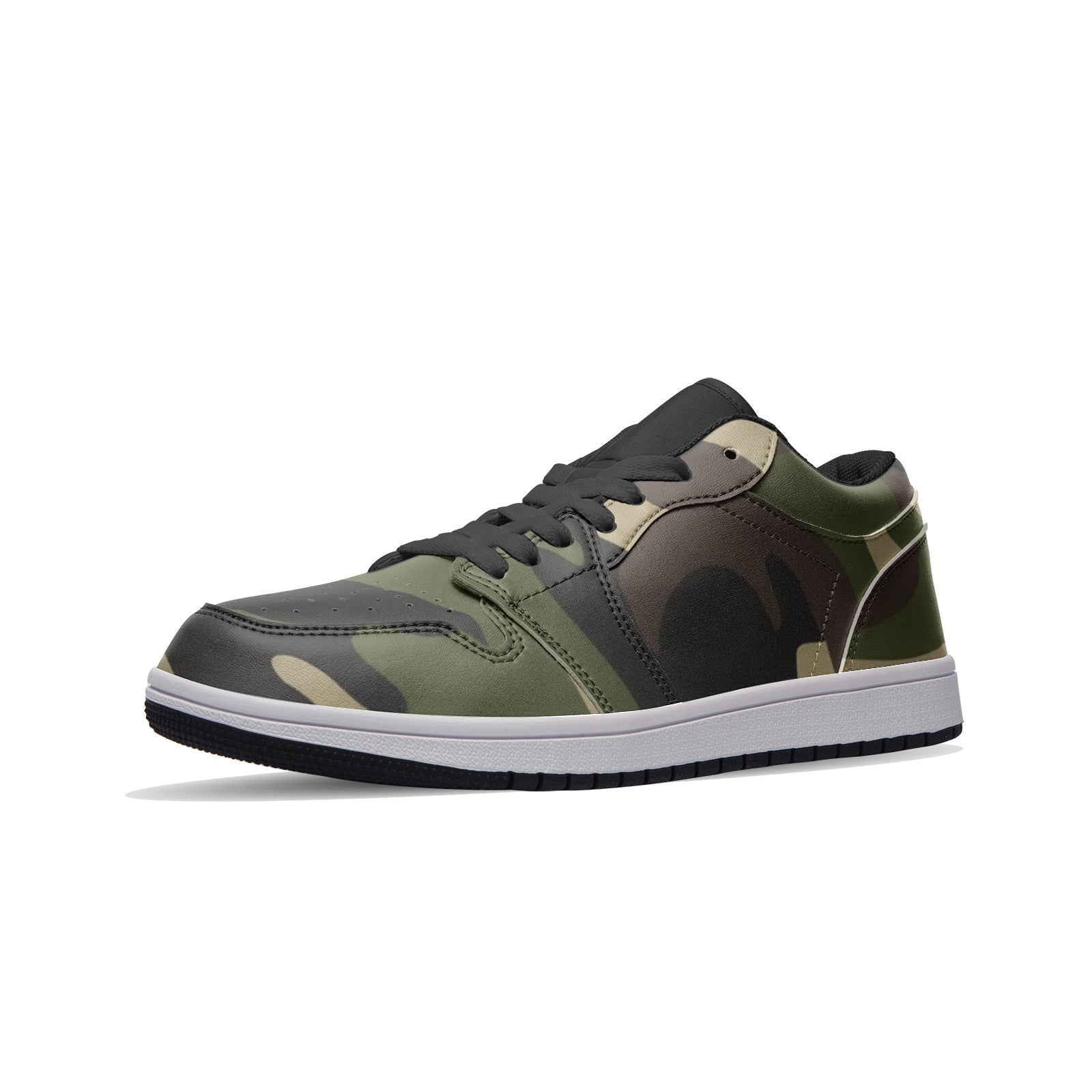Camo Low Top Leather Sneakers | Classic Green Camo Colors