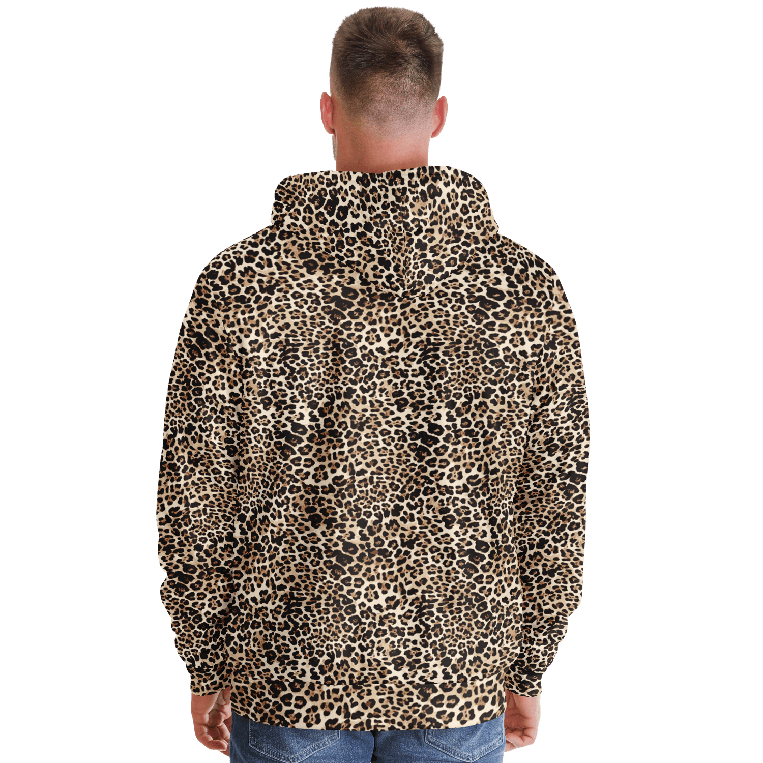 Microfleece Zip Hoodie | Classic Brown Leopard Print Camo Colors