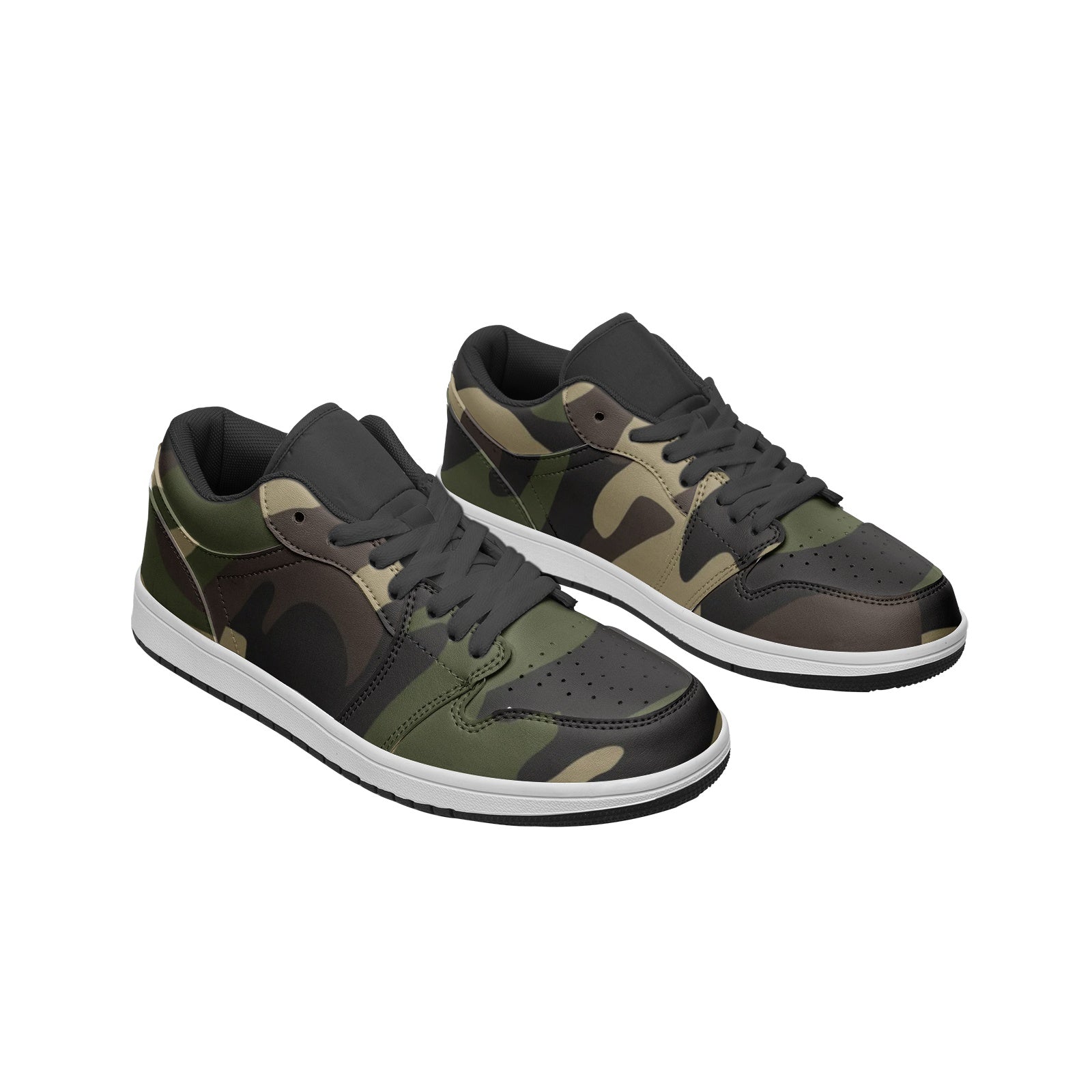 Camo Low Top Leather Sneakers | Classic Green Camo Colors