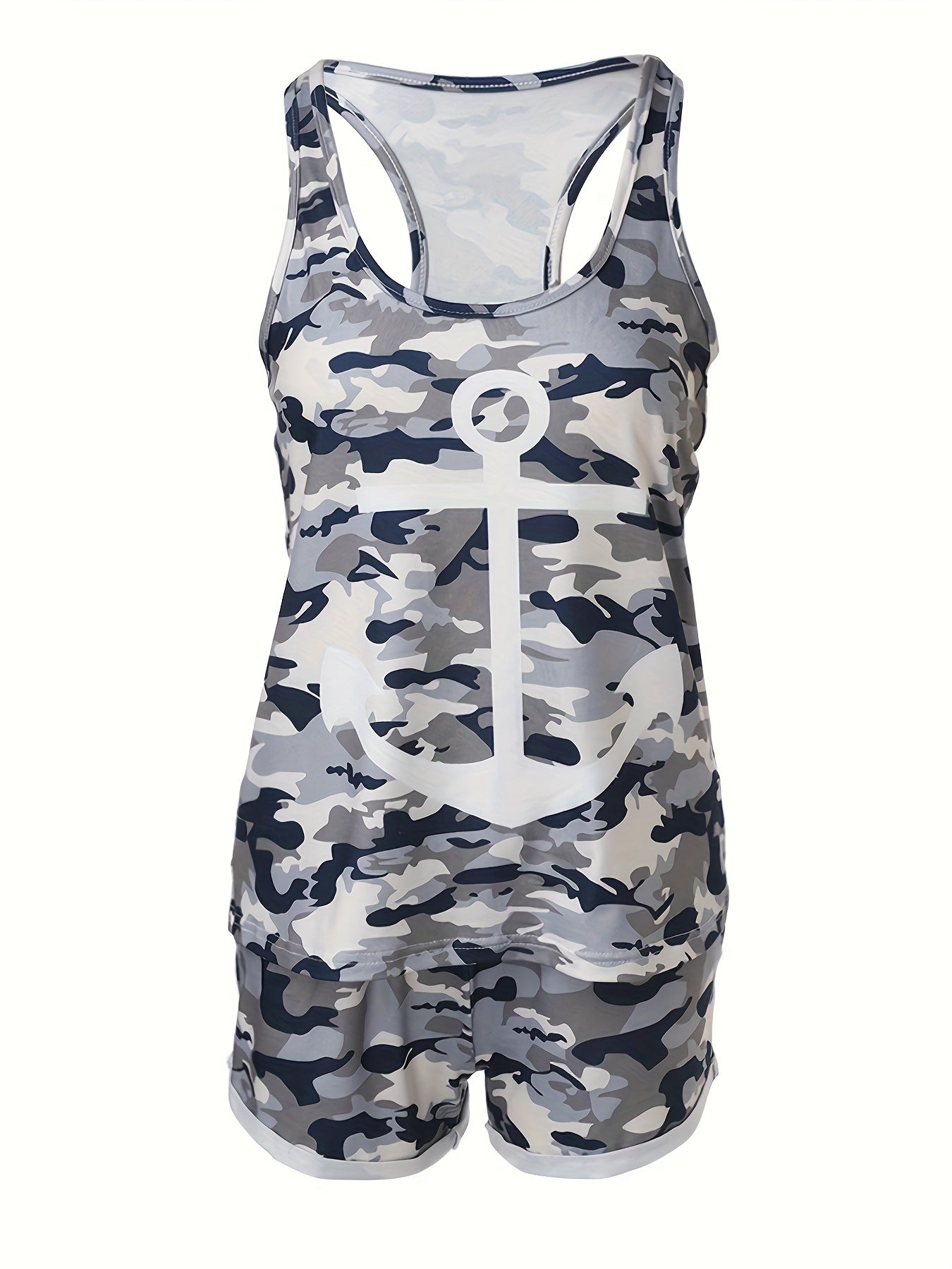 Women's Camo Lounge Set: Drawstring Shorts, Nylon Blend Comfort Camo Colors