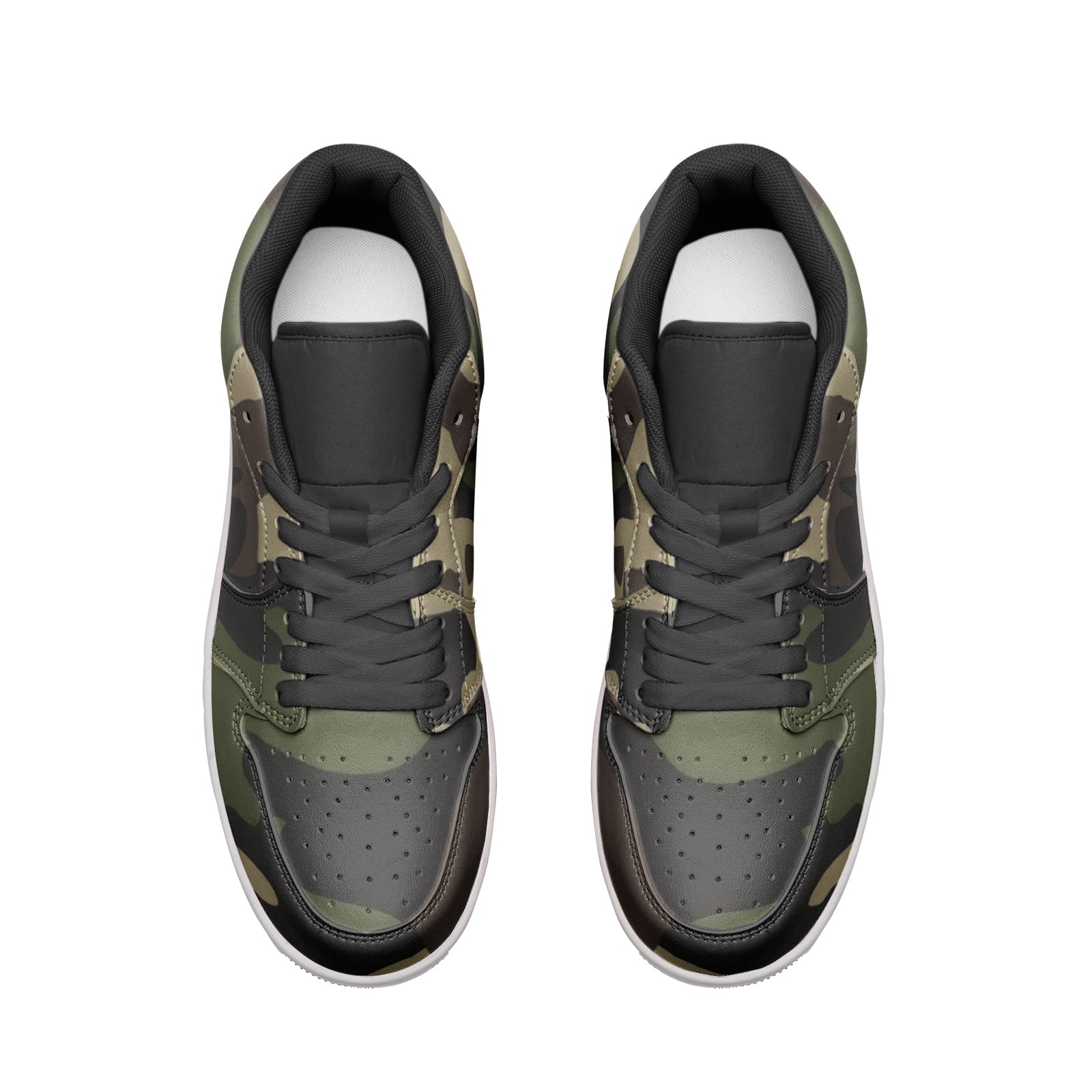 Camo Low Top Leather Sneakers | Classic Green Camo Colors