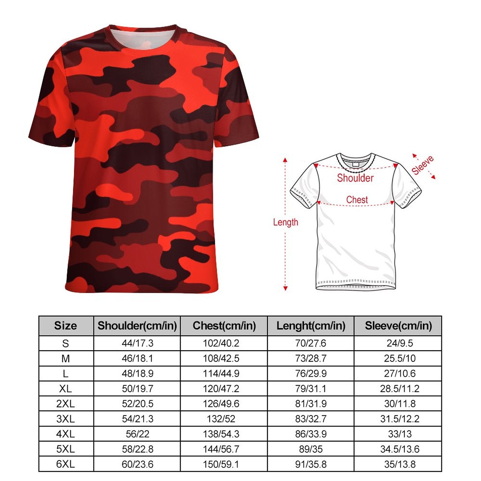 Camo Shirt | Scarlet Red & Black Camouflage T Camo Colors