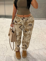 Y2K Style US Marines Pattern Drawstring Cargo Pants | Camo Colors