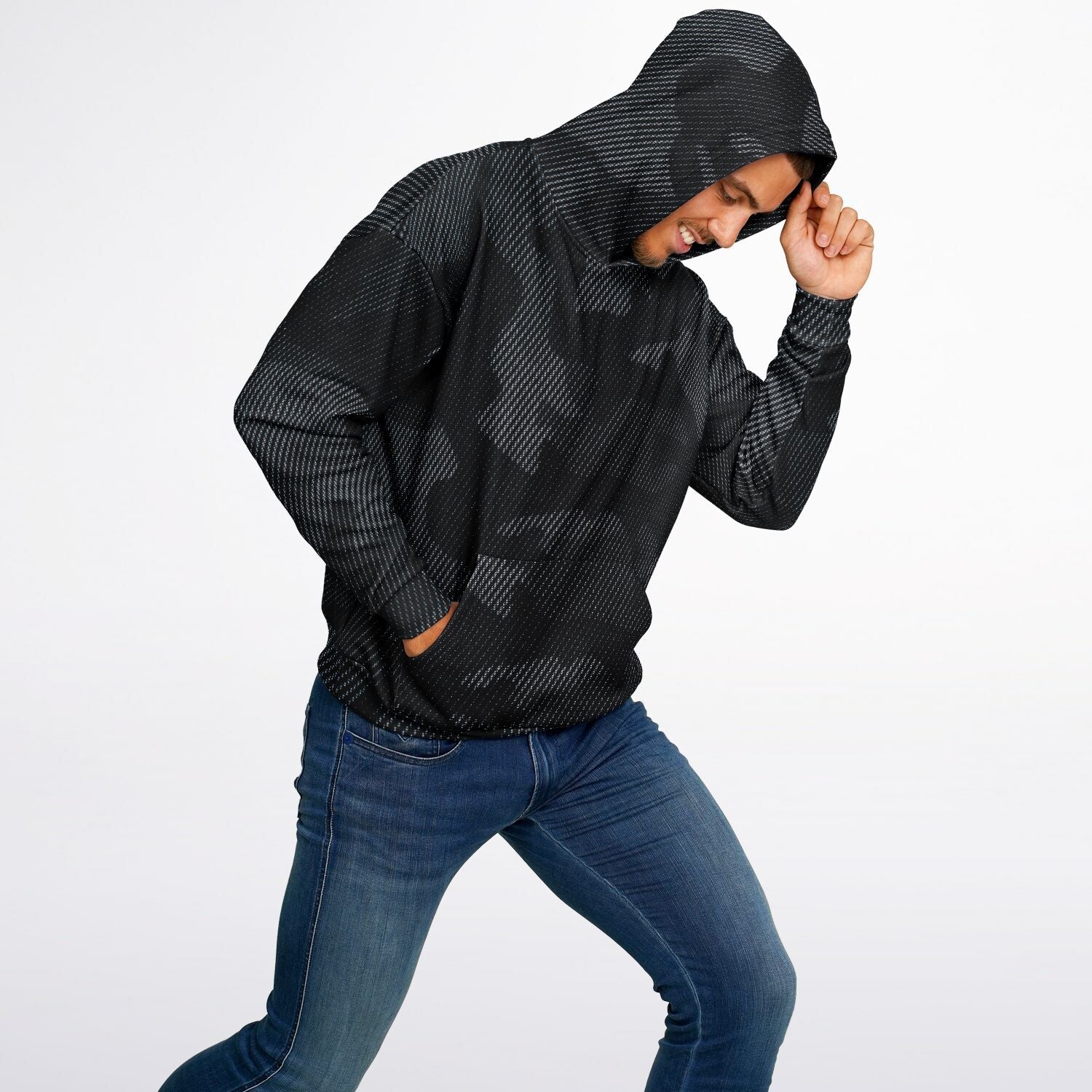 Black Oversized Hoodie | Camouflage Uniform Cloth Pattern | Camo Colors