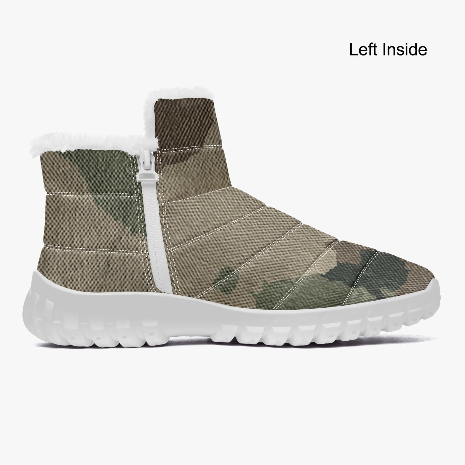Camo Boots | Cotton-pad Fur Zipper Up | Dirty Brown Camo Colors