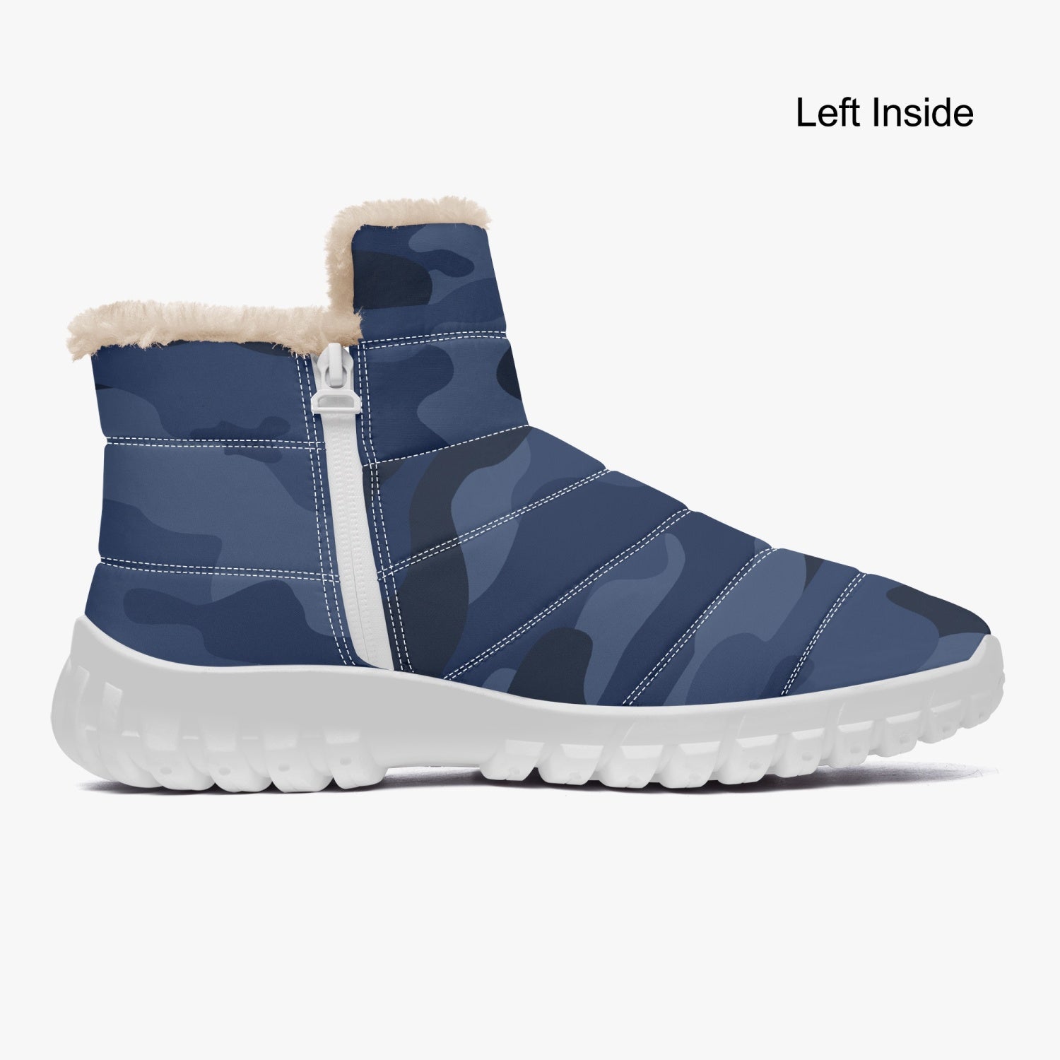 Camo Boots | Cotton-pad Fur Zipper Up | Deep Blue Camo Colors