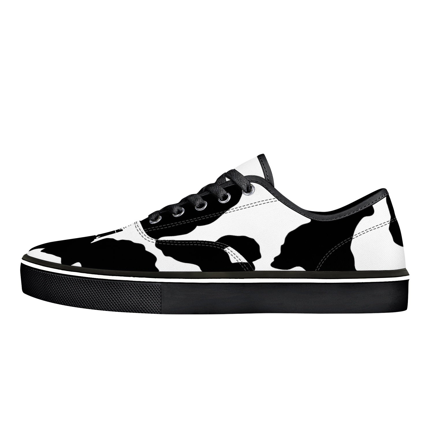 Camo Skate Shoes | Black & White Cow Print Camo Colors