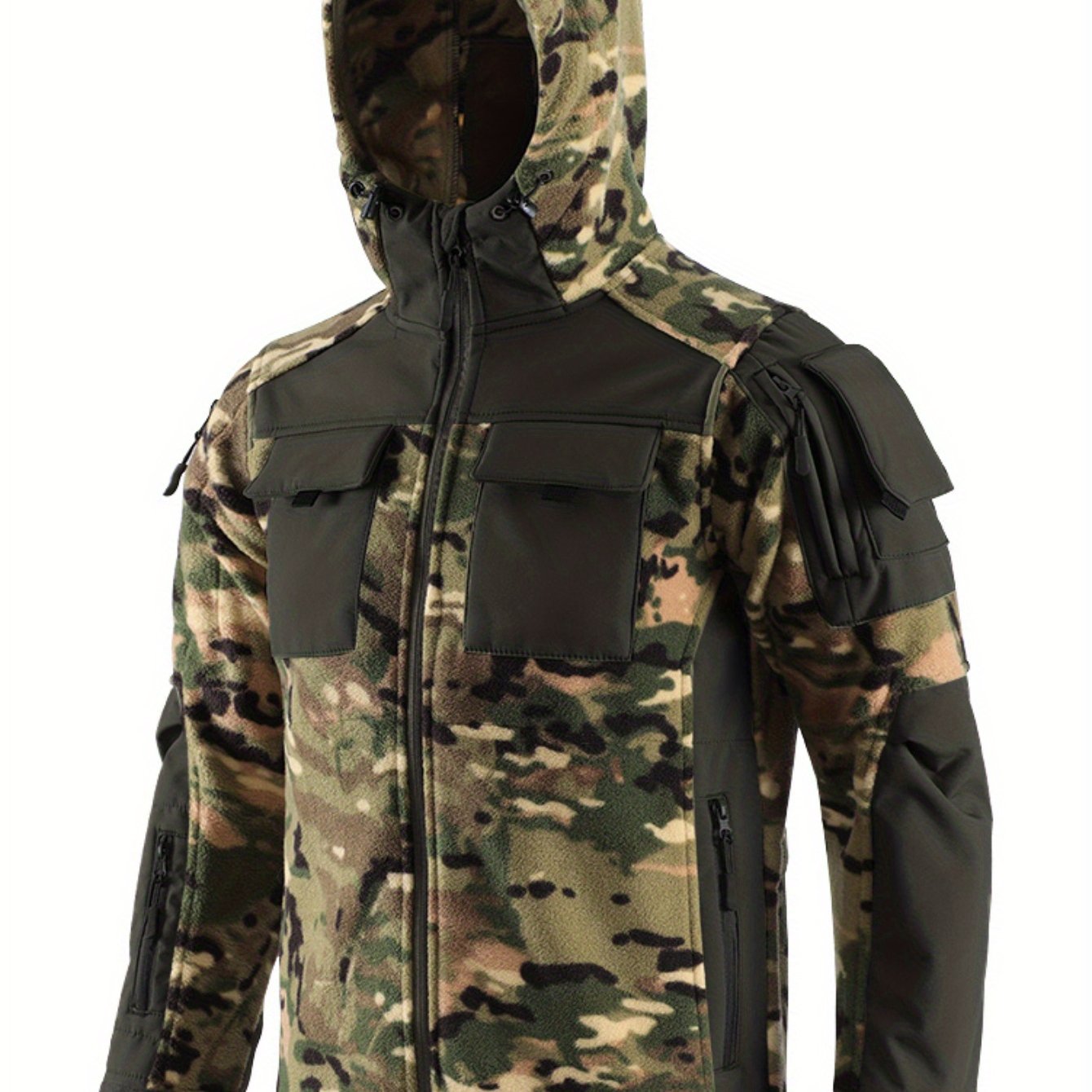 Men's Camo Hunting Jacket | Windproof Winter Fleece Coat Camo Colors