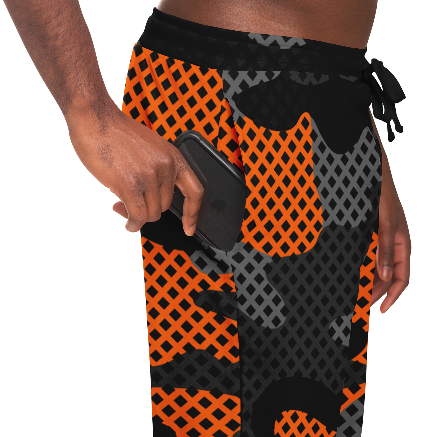 Camo Sweatpants | Unisex | Black & Orange Pixel Pattern Camo Colors