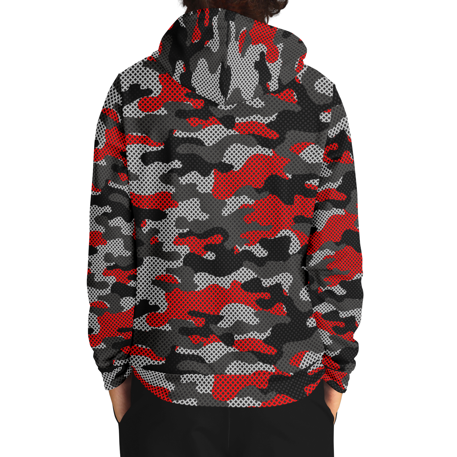 Red Camo Hoodie | Black and Gray Pixel Camouflage Camo Colors
