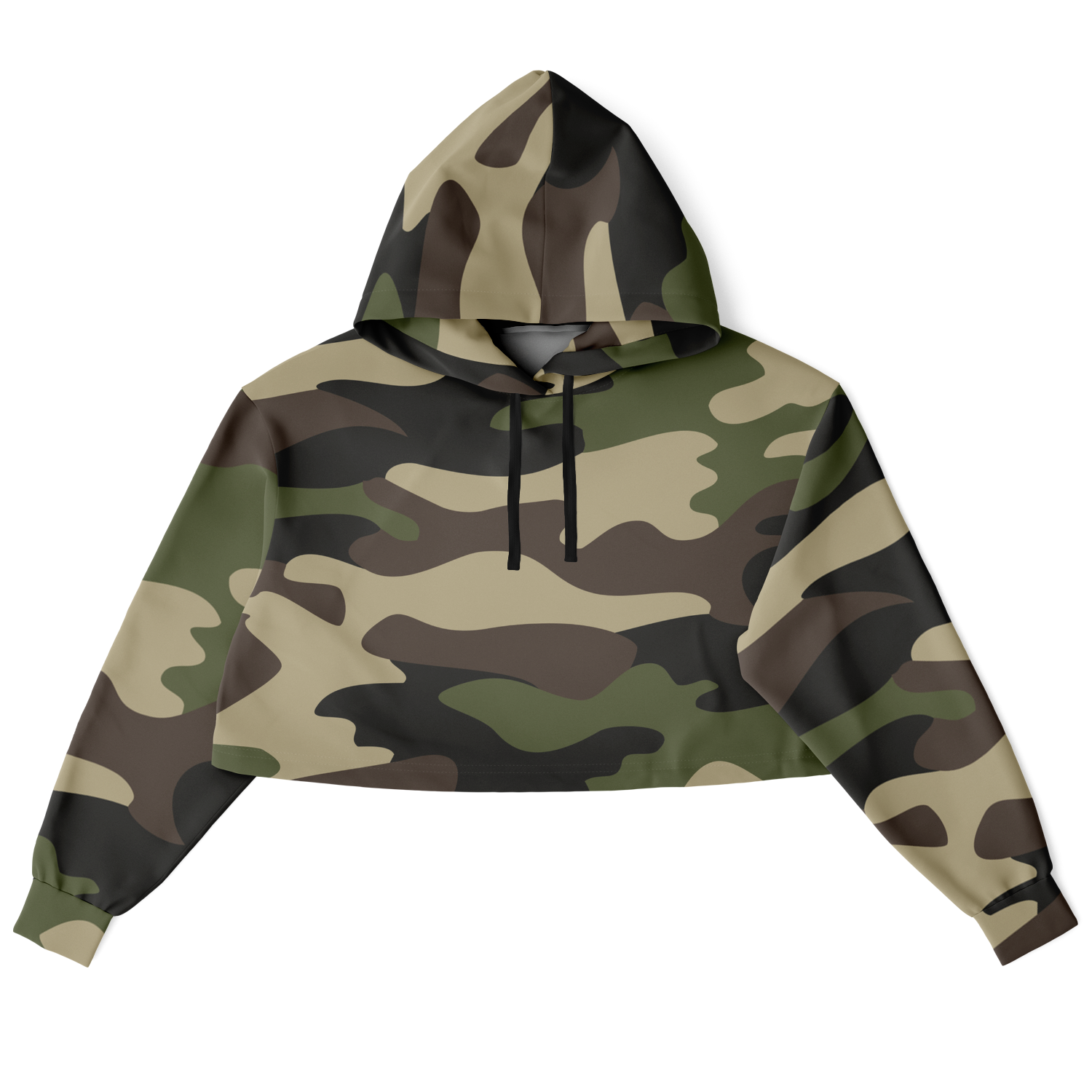 Cropped Hoodie For Women | Classic Green Camo Camo Colors