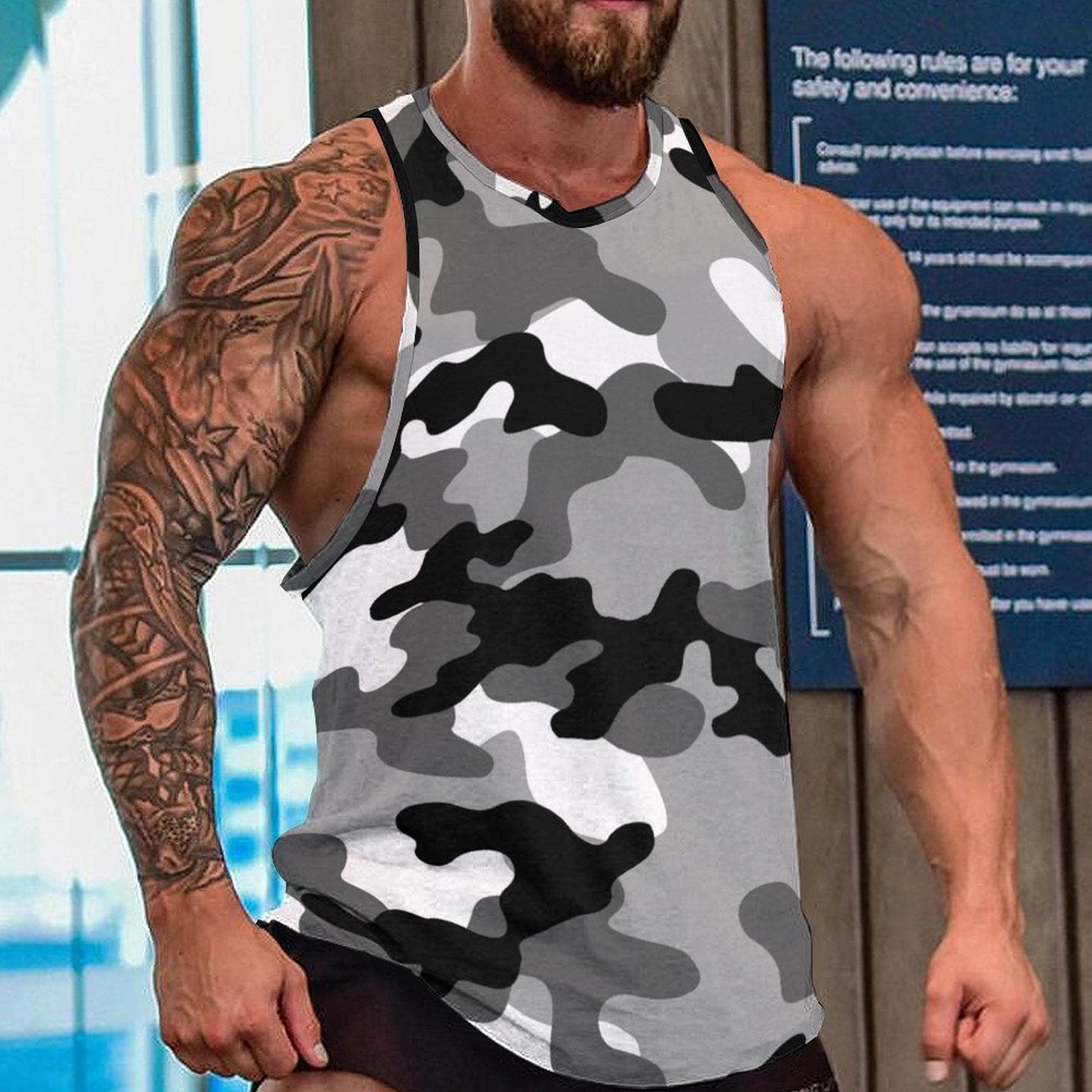 Camo Tank Top | Black, White & Gray Camouflage Camo Colors