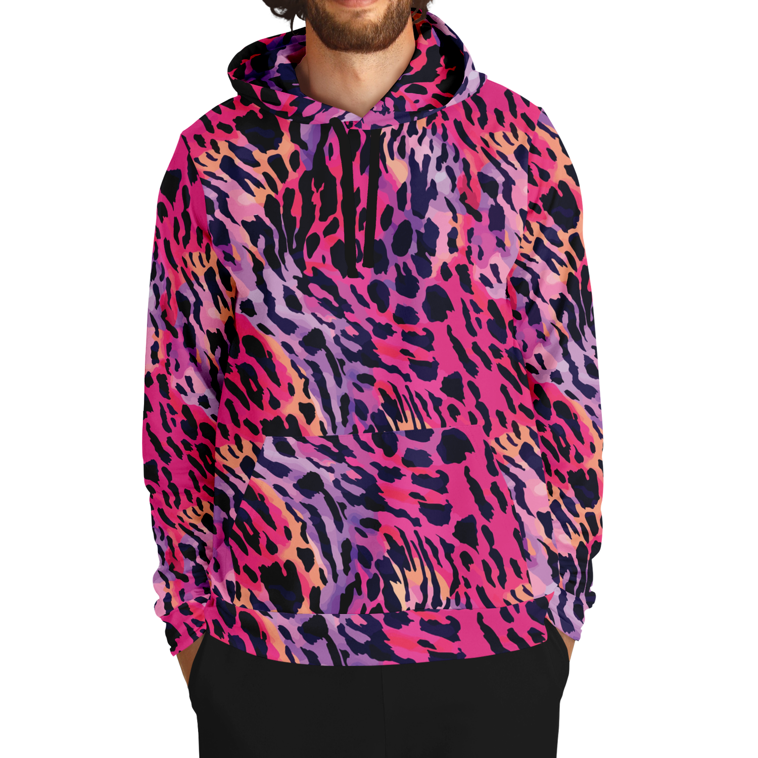 Leopard Hoodie | Deep Cerise Pink & Purple Camo Colors