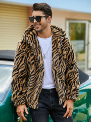 RELISH NOLESS Men's Leopard Print Faux Fur Hooded Jacket | Camo Colors