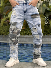 Men's Cargo Denim Pants – Loose Fit, Streetwear Style | Camo Colors