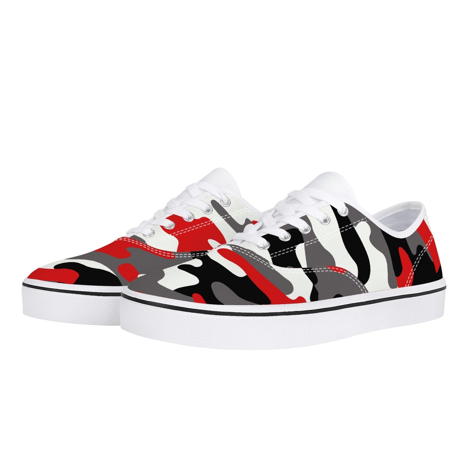 Camo Skate Shoes | Red, Black, and White Camouflage Camo Colors