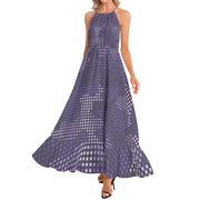 Camo Maxi Dress | Blue LED Camouflage | Ruffle Hem Camo Colors