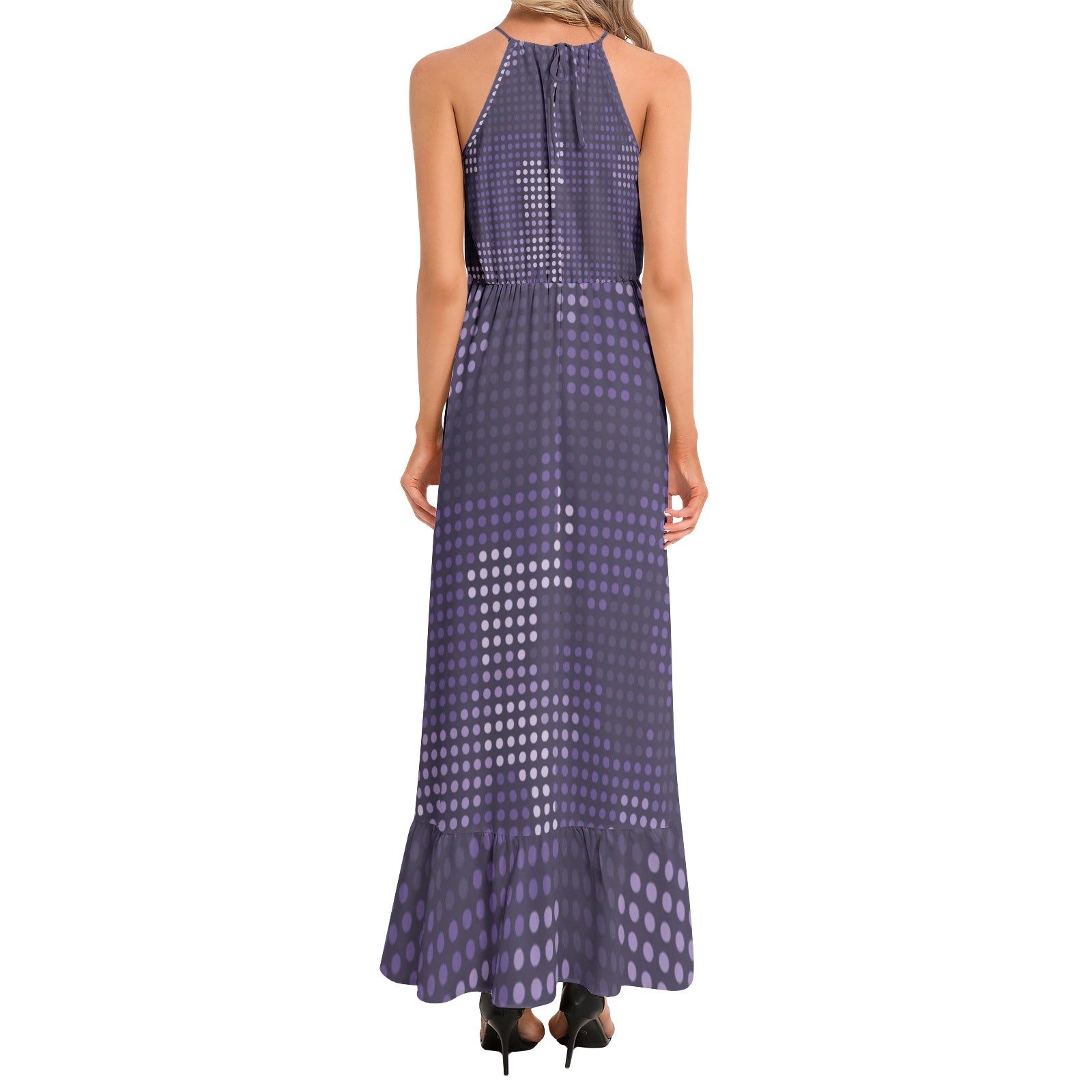 Camo Maxi Dress | Blue LED Camouflage | Ruffle Hem Camo Colors