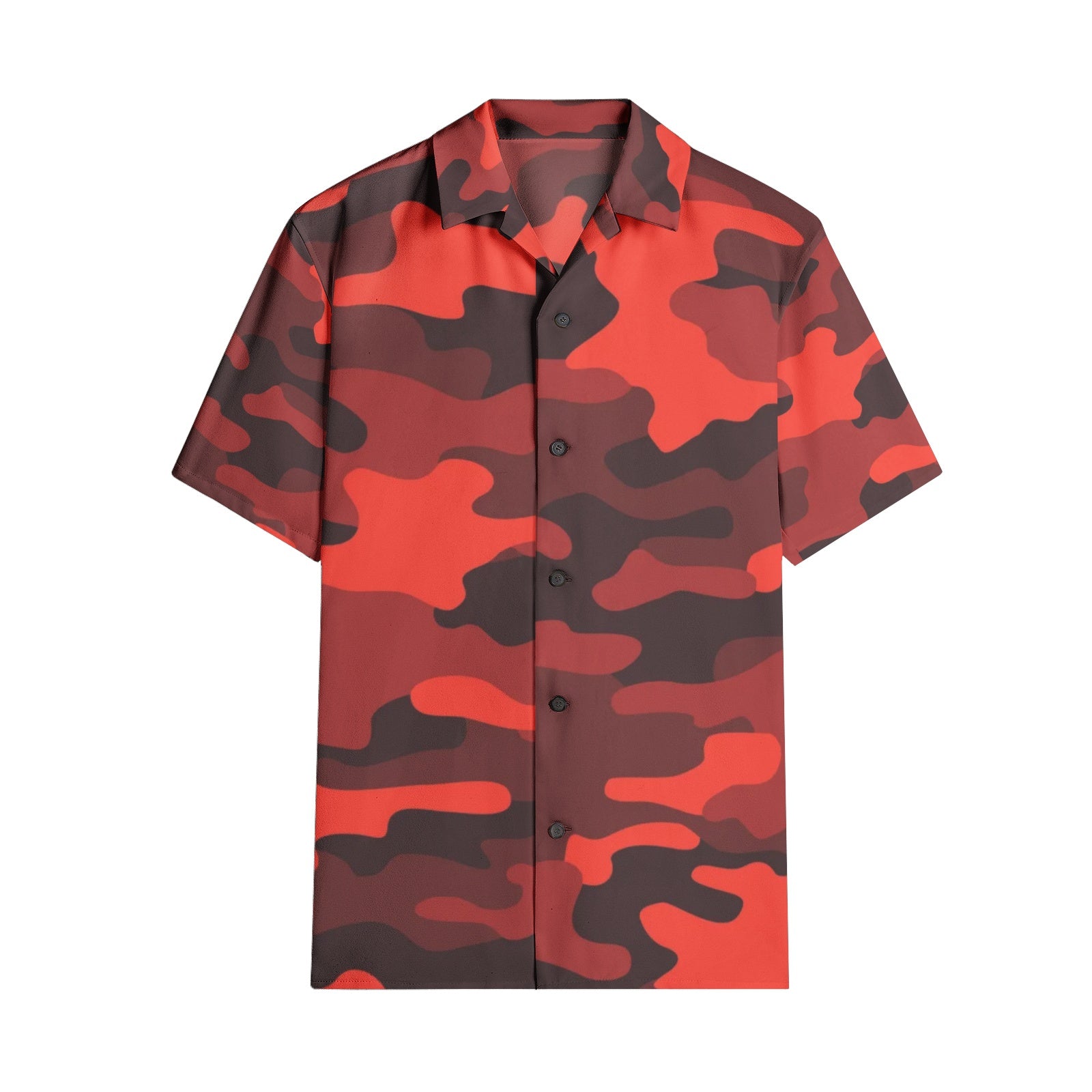 Cotton Camo Shirt For Men | Red & Black Short-Sleeve Camo Colors