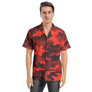 Cotton Camo Shirt For Men | Red & Black Short-Sleeve Camo Colors