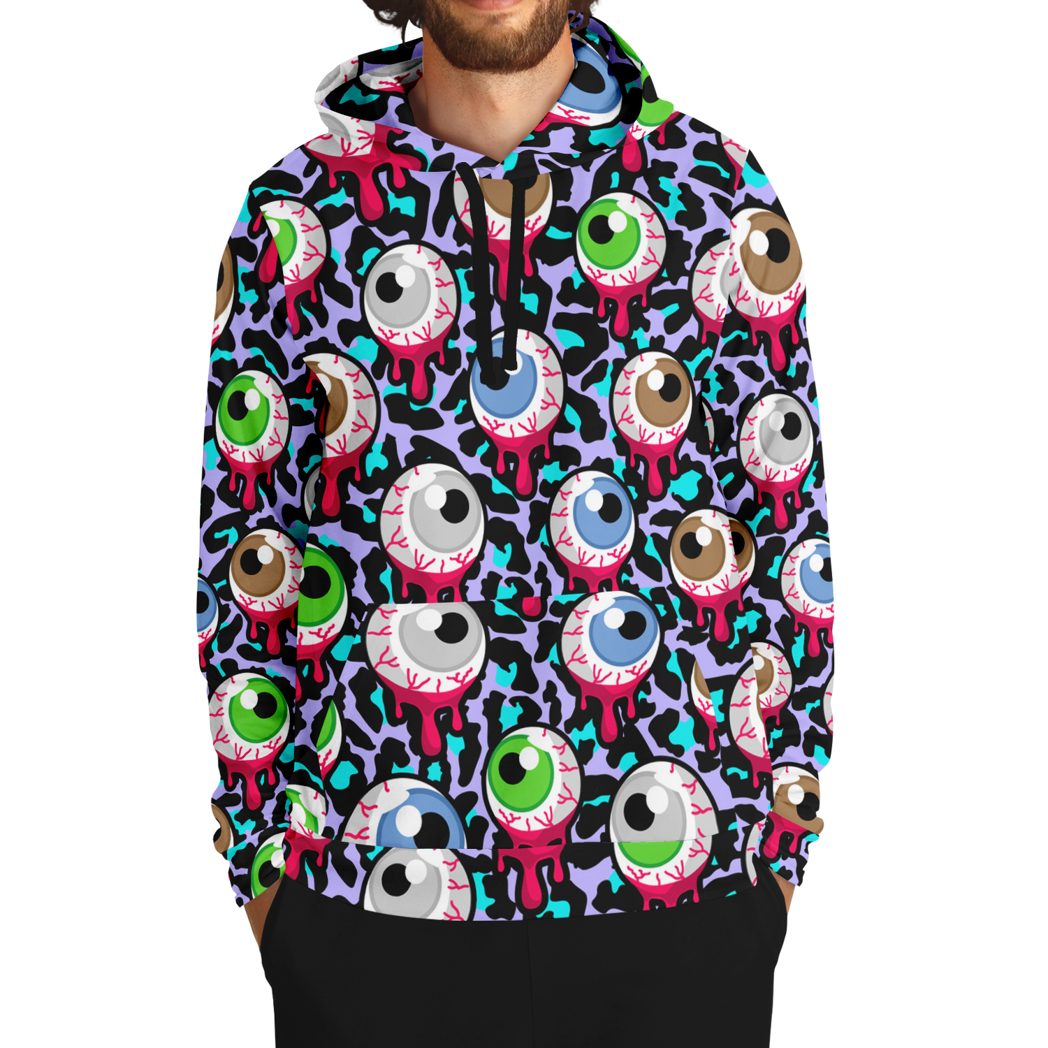 Zombie Hoodie | Bloody Alien Eyeballs, Creepy & Psychedelic Camo Colors