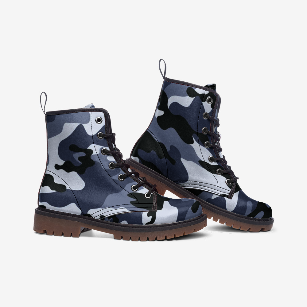 Camo Boots | Leather Camouflage in Light Blue Camo Colors