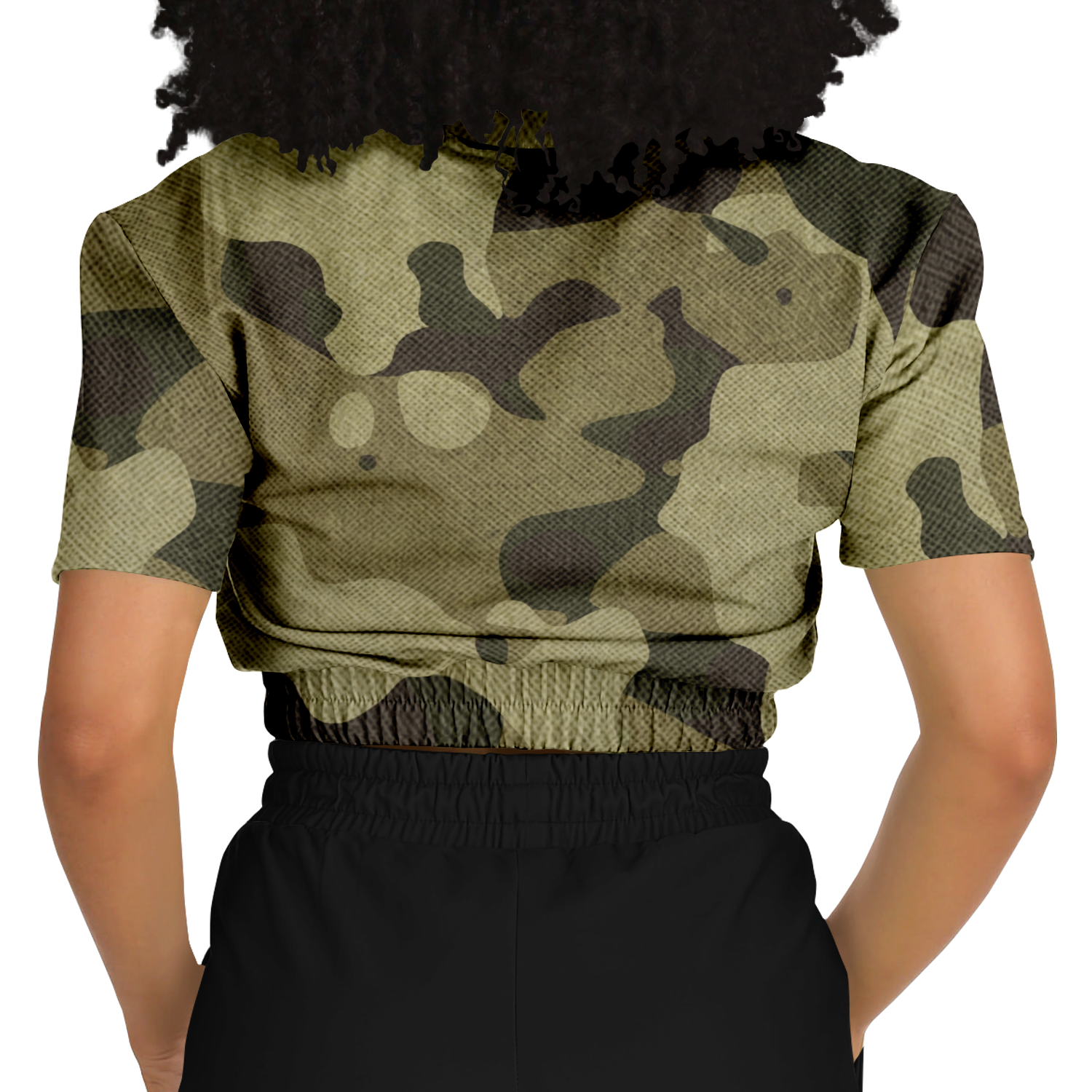 Camo Crop Top Sweatshirt | Green Fabric Camo Colors