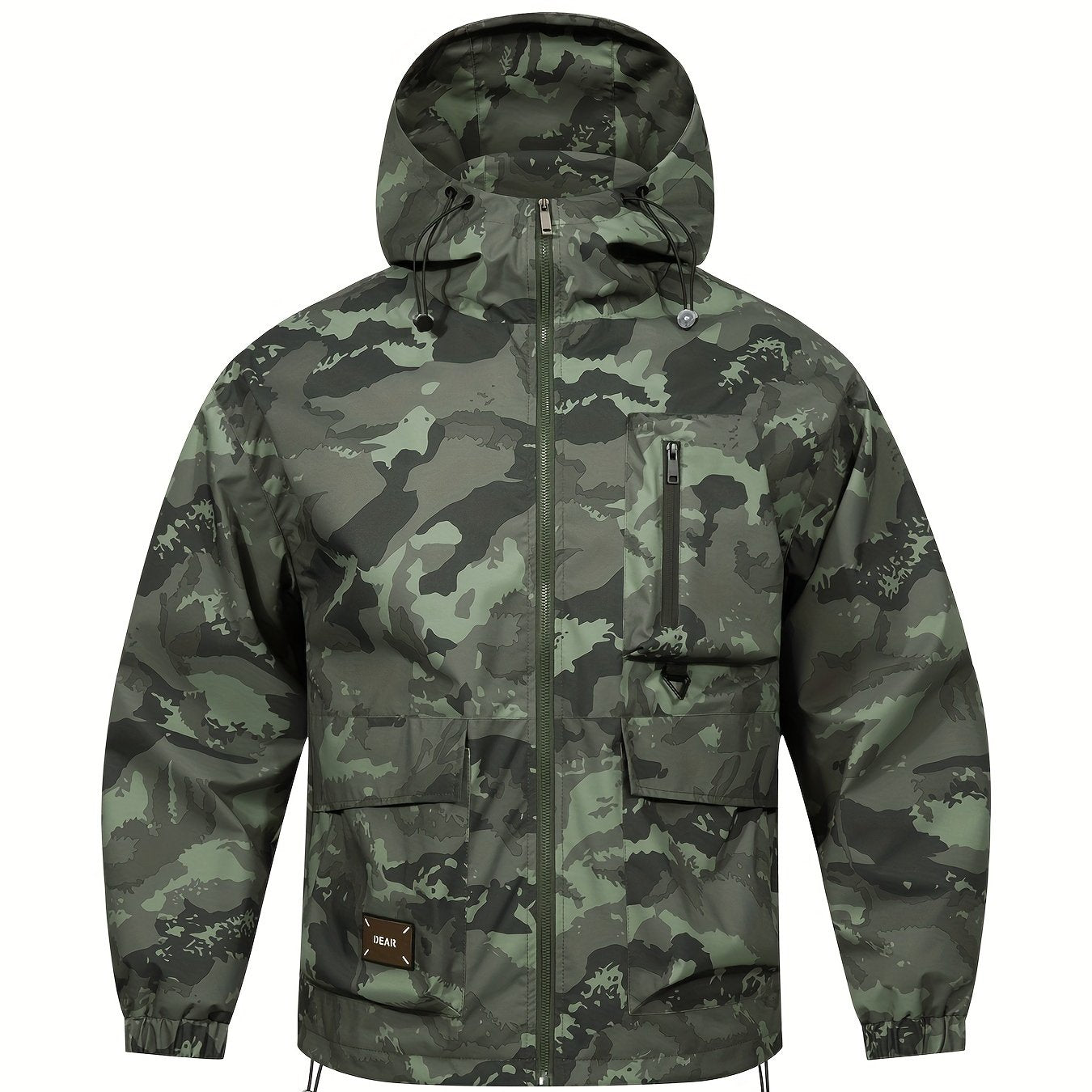 Men's Camo Windbreaker Jacket with a Hood | Multi Pocket Cargo Jacket Camo Colors
